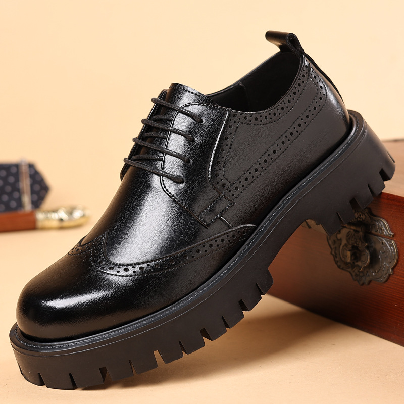 Men'S Shoes Smart - 남성용 가죽 구두, 두툼한 밑창, 끈으로