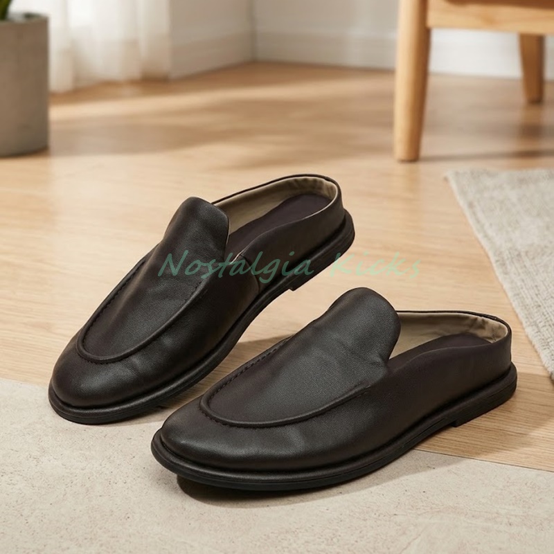 남성용 가죽 슬리퍼, 뒤가 트인 디자인, 간편하게 신을 - Men'S Shoes Smart 리뷰 및 가격