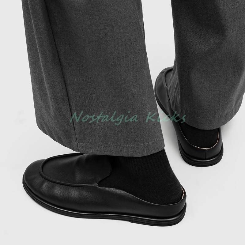 남성용 가죽 슬리퍼, 뒤가 트인 디자인, 간편하게 신을 - Men'S Shoes Smart 리뷰 및 가격