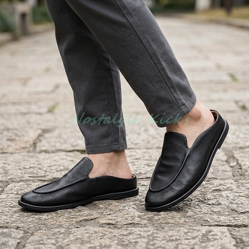 남성용 가죽 슬리퍼, 뒤가 트인 디자인, 간편하게 신을 - Men'S Shoes Smart 리뷰 및 가격
