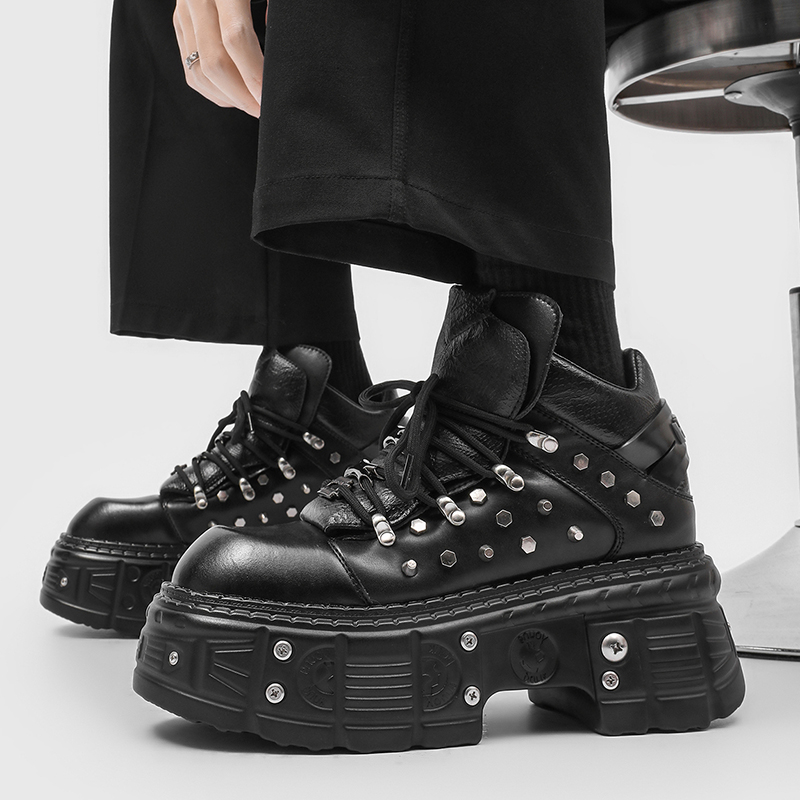 새로운 고딕 펑크 남성 플랫폼 신발 패션 블랙 가죽 청 - Men'S Shoes Increase Height 리뷰 및 가격