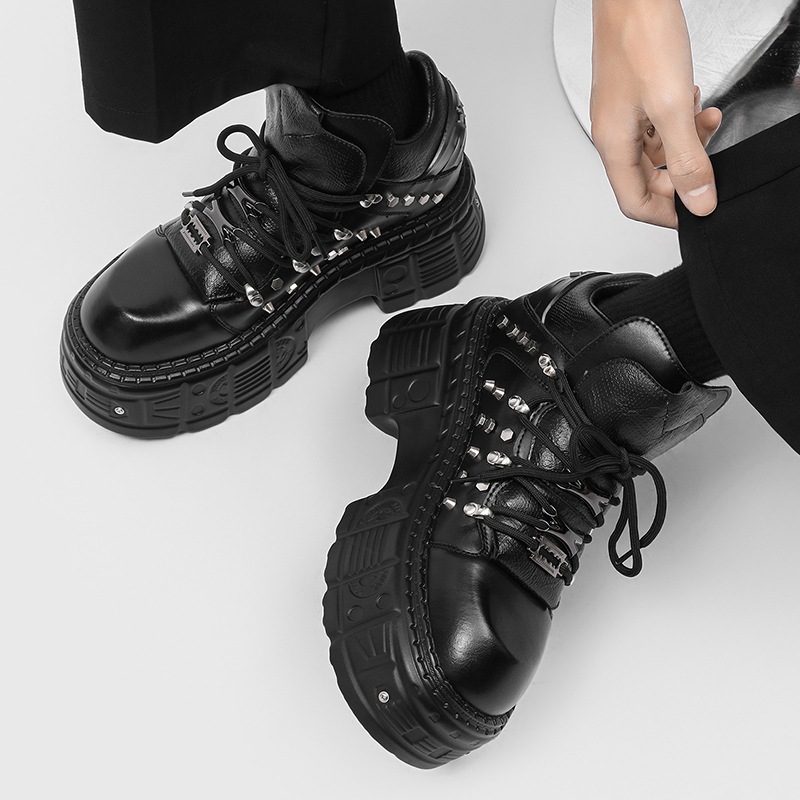 새로운 고딕 펑크 남성 플랫폼 신발 패션 블랙 가죽 청 - Men'S Shoes Increase Height 리뷰 및 가격