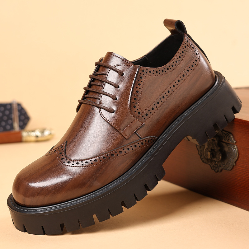남성용 가죽 구두, 두툼한 밑창, 끈으로 묶는 스타일, - Men'S Shoes Smart 리뷰 및 가격