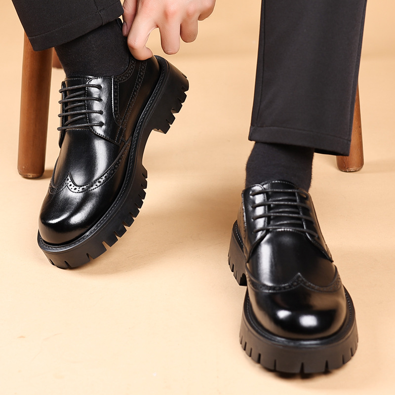 남성용 가죽 구두, 두툼한 밑창, 끈으로 묶는 스타일, - Men'S Shoes Smart 리뷰 및 가격
